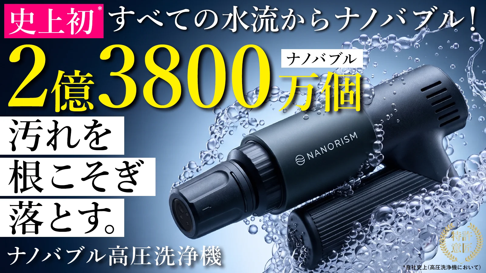 ナノバブル高圧洗浄機！手のひらサイズ&水道・電源不要！家掃除もアウトドアも一台で